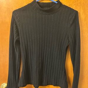 Soft Fitted Black Stripped Turtleneck Sweater